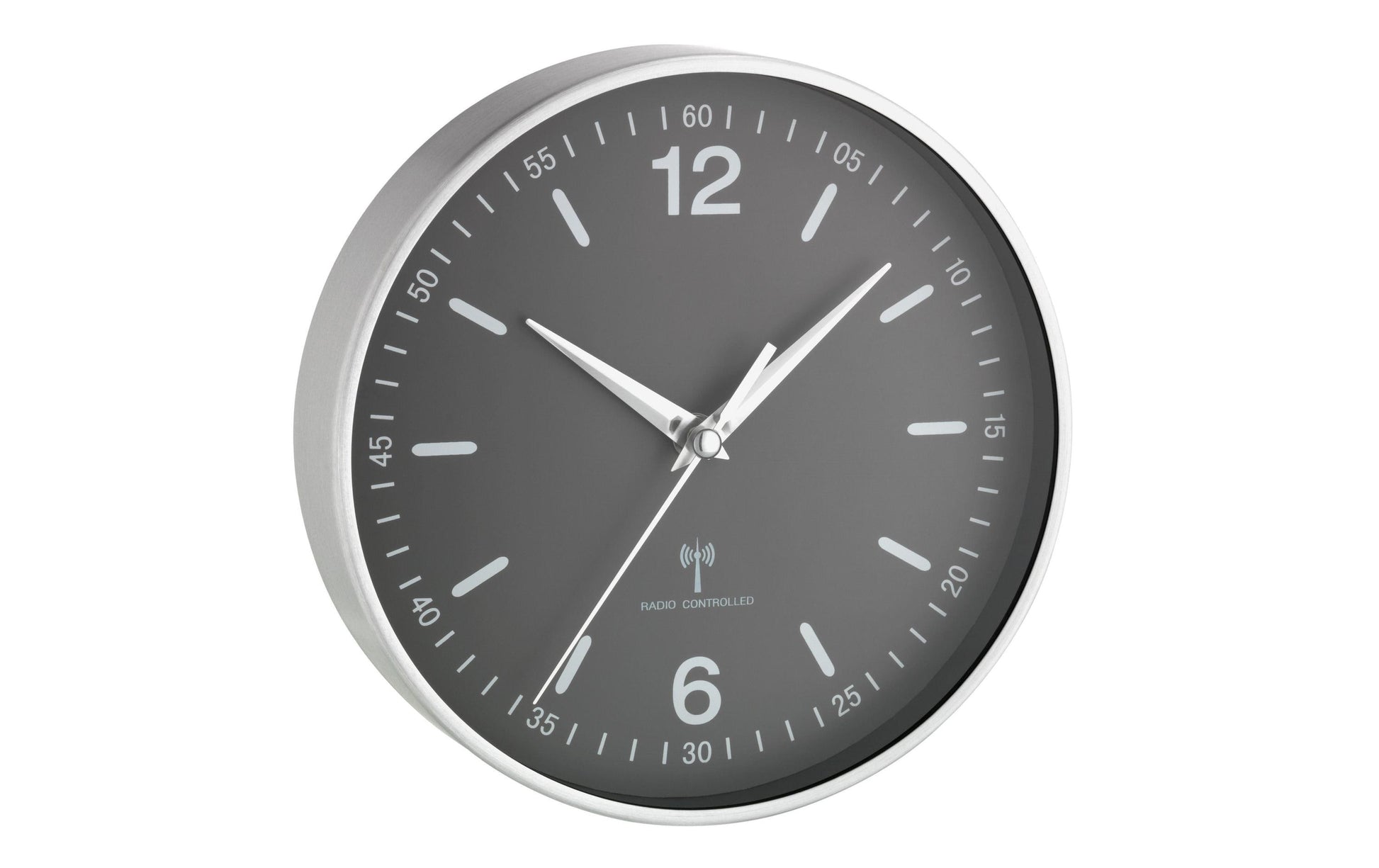 TFA-Dostmann TFA Dostmann Wanduhr – Funk, analog, Ø 19,5 cm, schwarz/silber, Glas