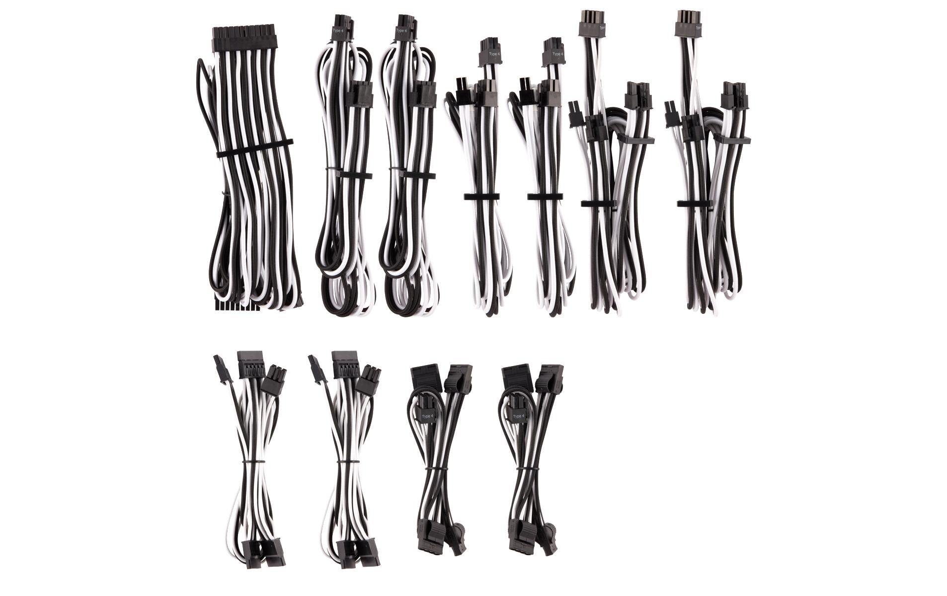 Corsair Pro Kit Typ 4 DC-Stromkabel – Schwarz/Weiss, für Corsair HX- und RM-Serie