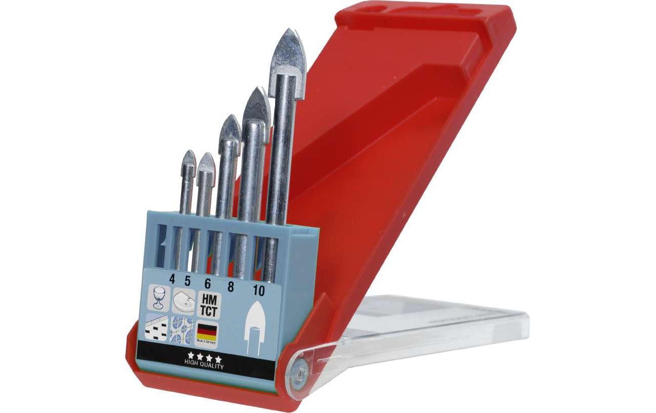 kwb Glasbohrer-Set 4/5/6/8/10 mm Zylinderschaft – für Glas, Fliesen – 5-teilig
