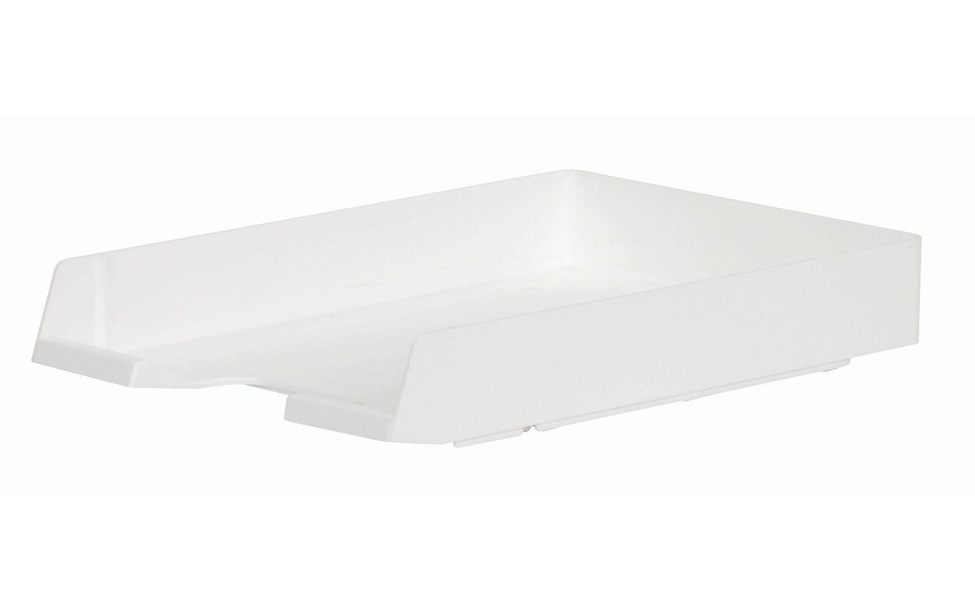 Biella Stapelbarer Briefkorb mit Griffausschnitt, Beschriftungsfeld, matt, weiss, B 245 × H 55 × T 335 mm