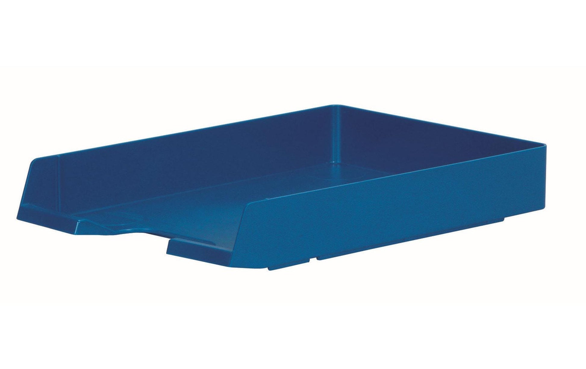 Biella Stapelbarer Briefkorb mit Griffausschnitt, Beschriftungsfeld, matt, blau, B 245 × H 55 × T 335 mm