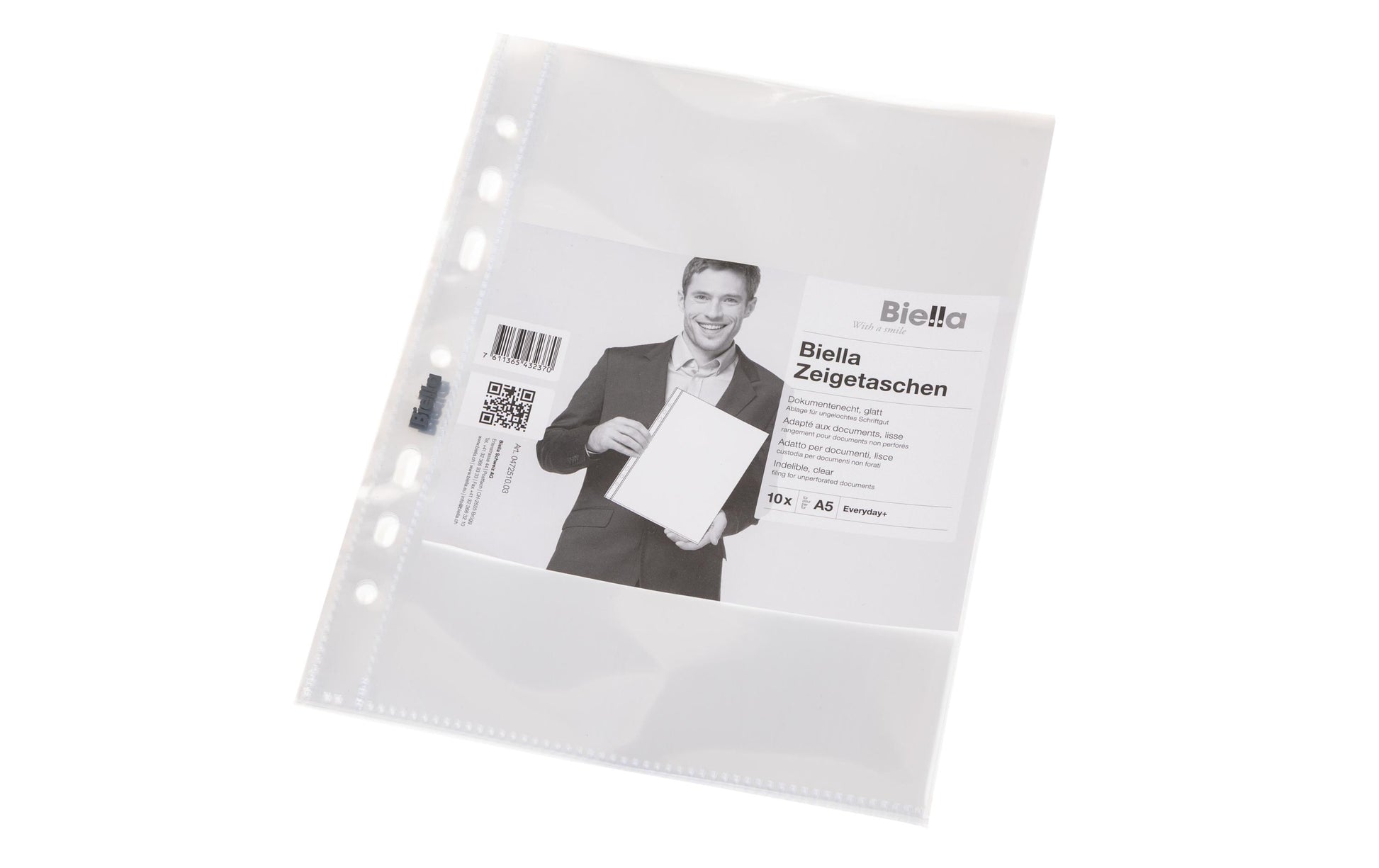 Biella Sichtmappe A5 – transparent, Kunststoff, glänzend, 100 µm, 10er-Pack