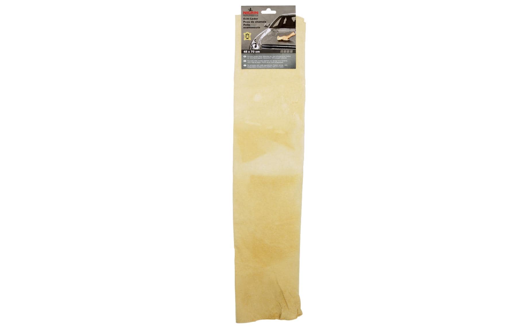 NIGRIN Wildleder Trockentuch – Gelb – 45 × 70 cm – Leder – 1 Stk.