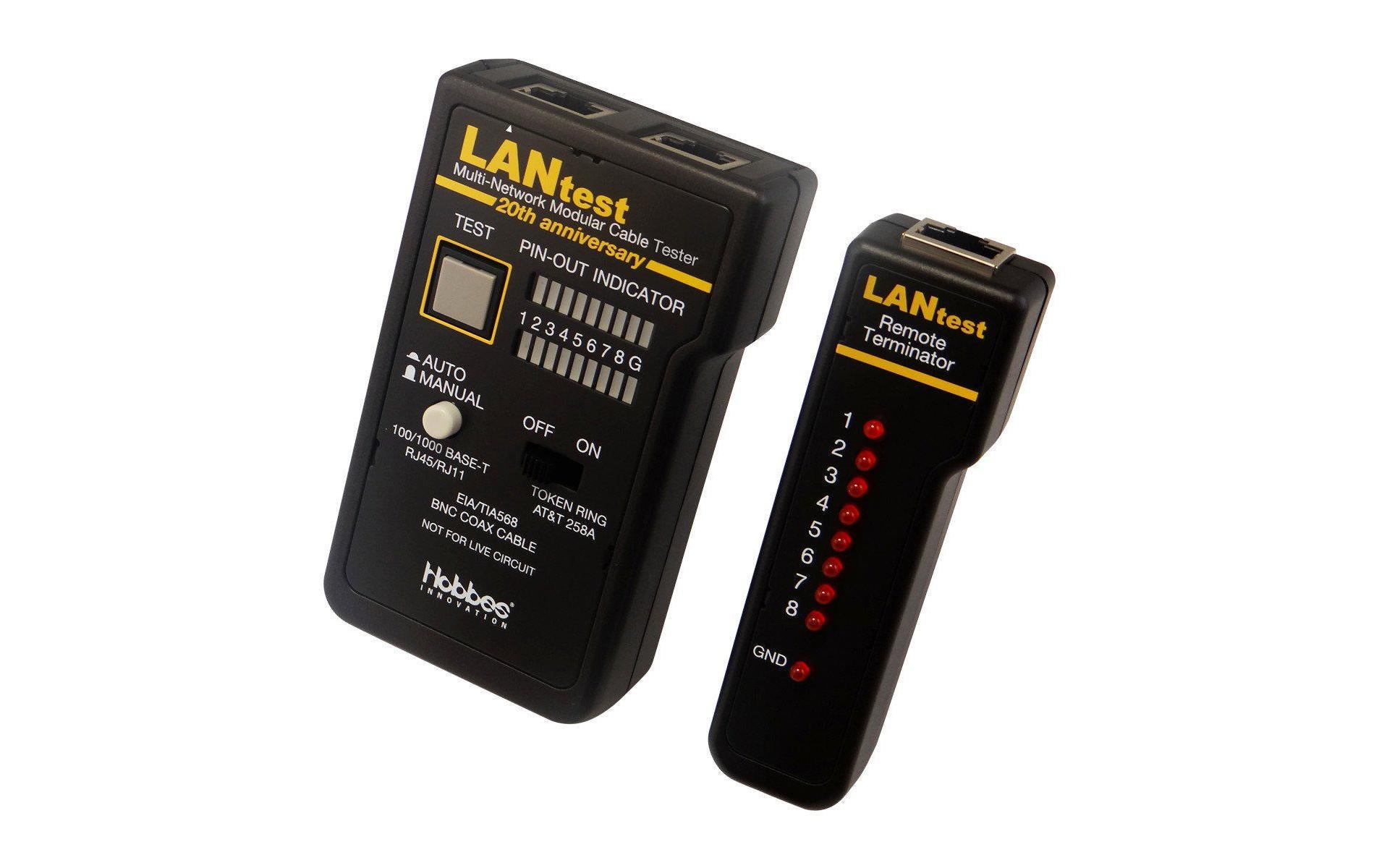 HOBBES LANtest Multinetwork – Netzwerk-Kabeltester – RJ45/BNC, LED-Anzeige, Remote-Einheit