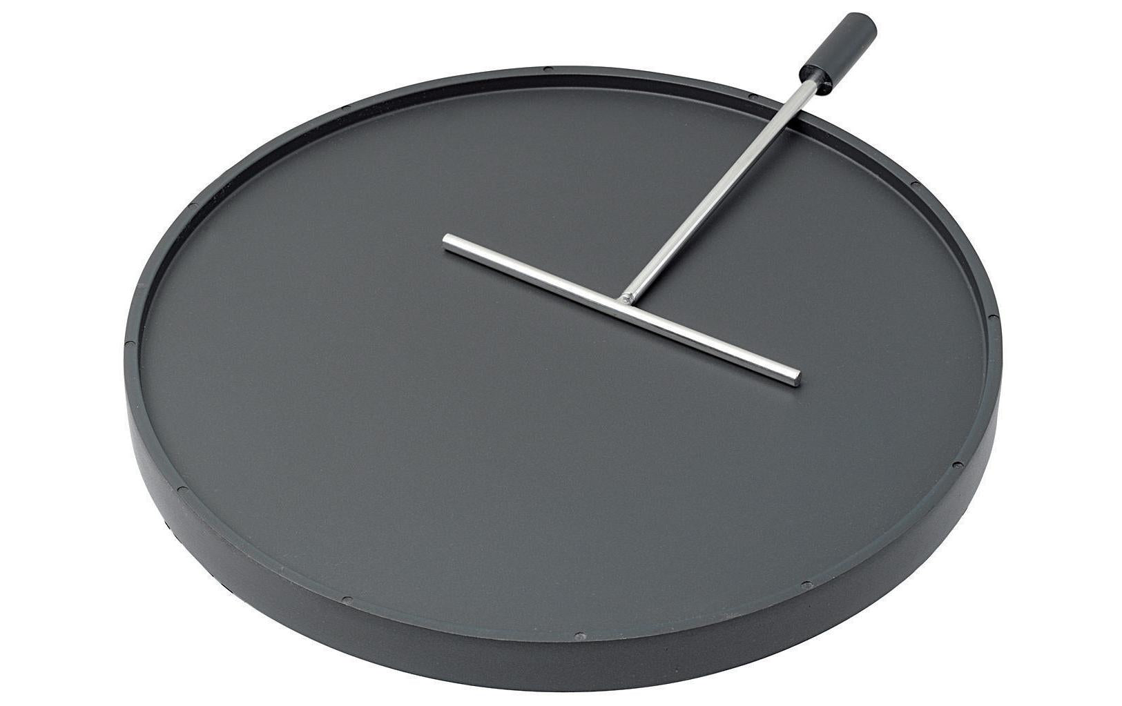 Stöckli Grill- und Crêpeplatte – Ø 24 cm, 2,2 cm, Aluminiumguss, Schwarz – für Marroniofen