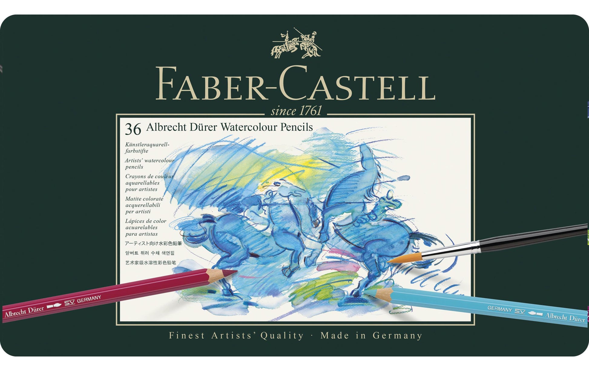 Faber-Castell Albrecht Dürer Aquarellbuntstift Mehrfarbig 36er-Metalletui – bruchfeste Mine, Ø 3,8 mm