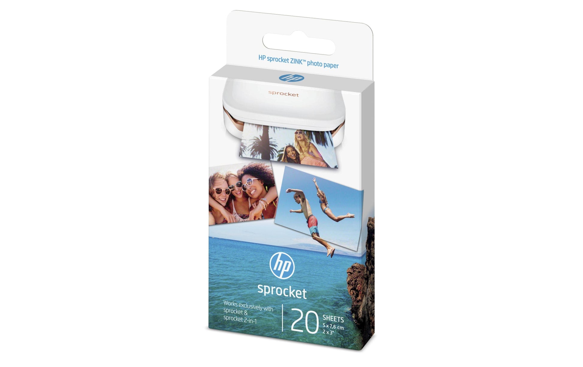 HP Fotopapier – glänzend, 50 × 76 mm, 290 g/m², 20 Blatt, einseitig, selbstklebend – für HP Sprocket Studio