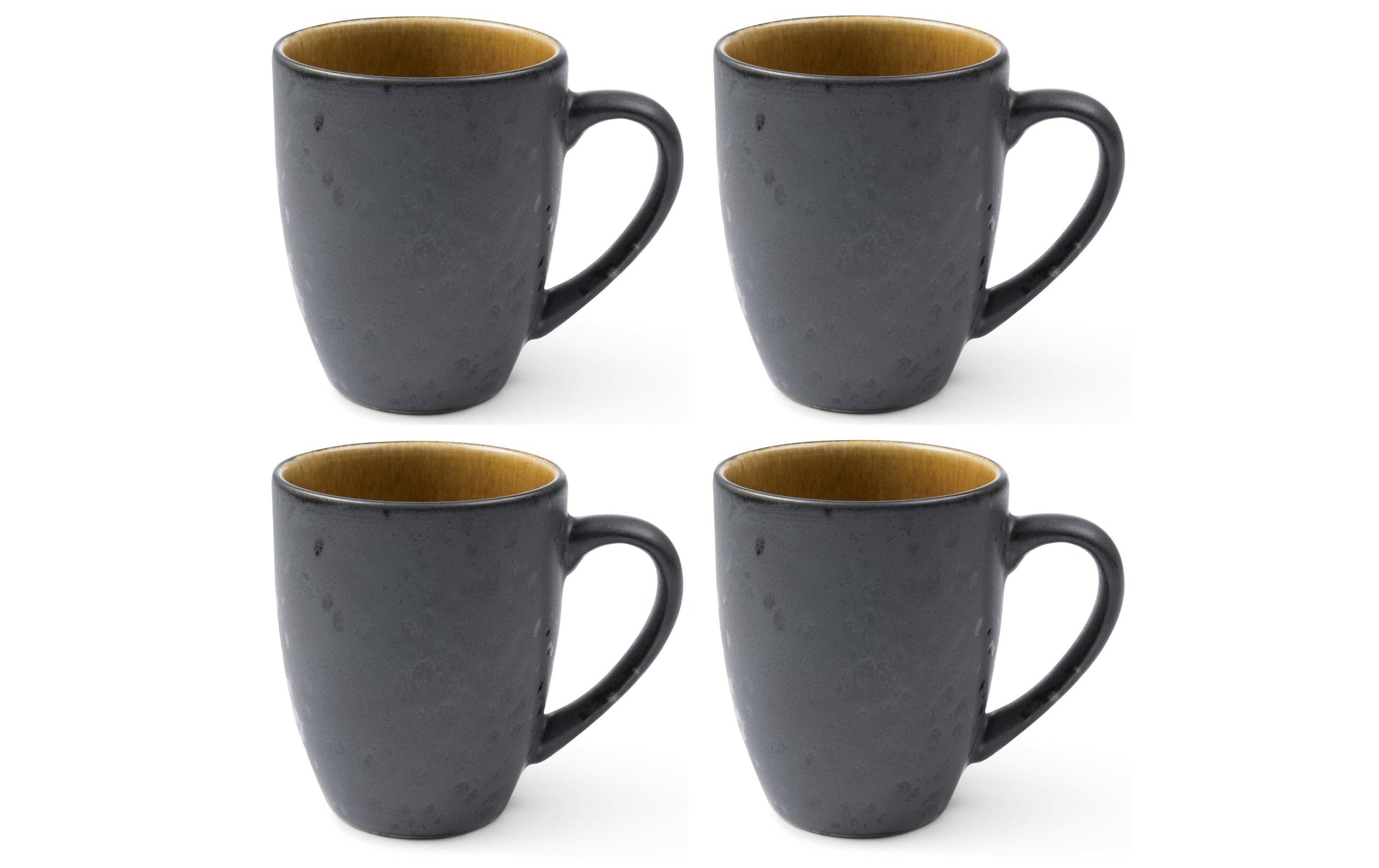 BITZ Kaffeetasse – 4er Set, 300 ml, Ø 8,5 cm, Steinzeug, Grau, spülmaschinenfest, mikrowellengeeignet