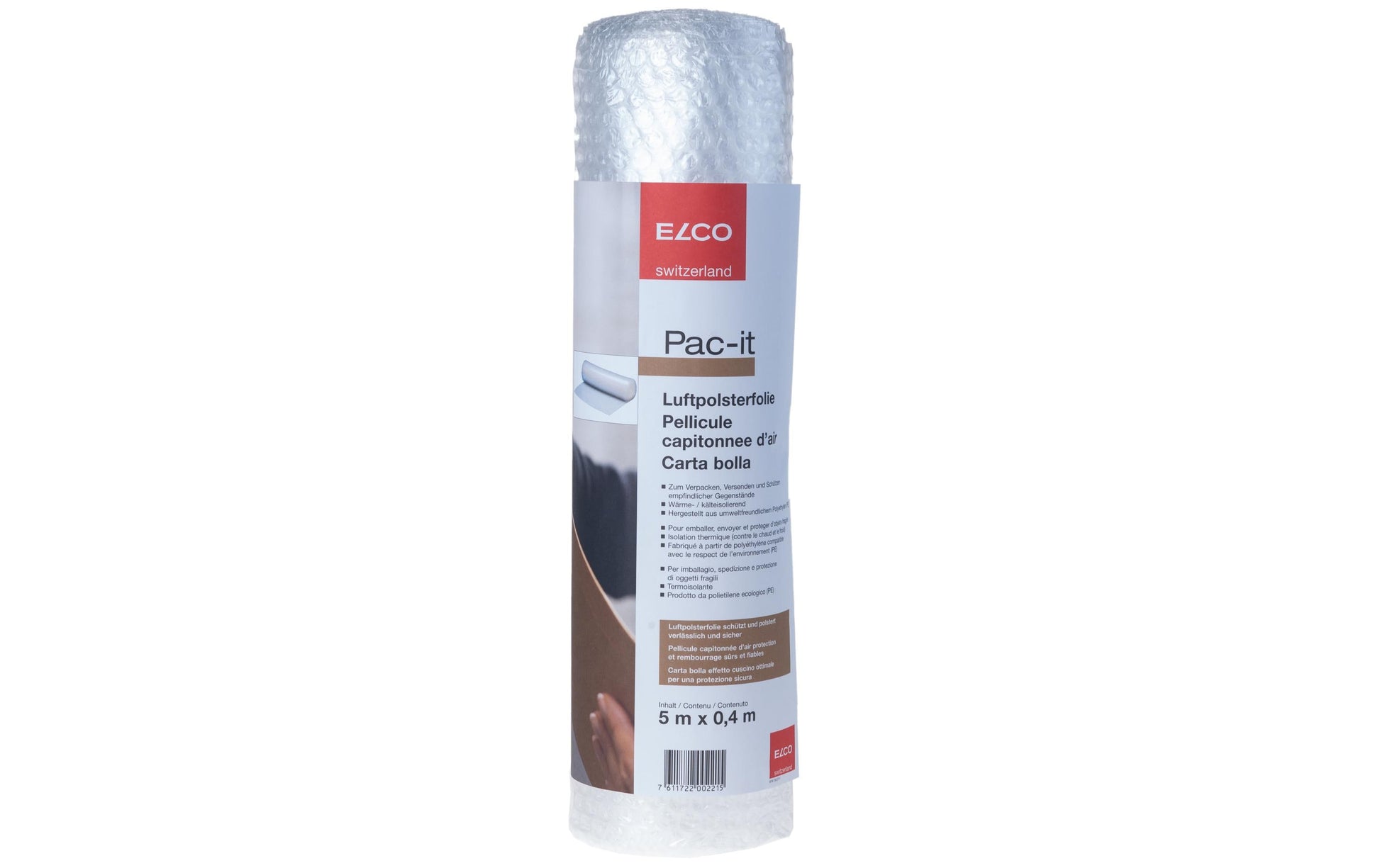 Elco Luftpolsterfolie pac-it – 400 mm × 5 m – Papier, weiss