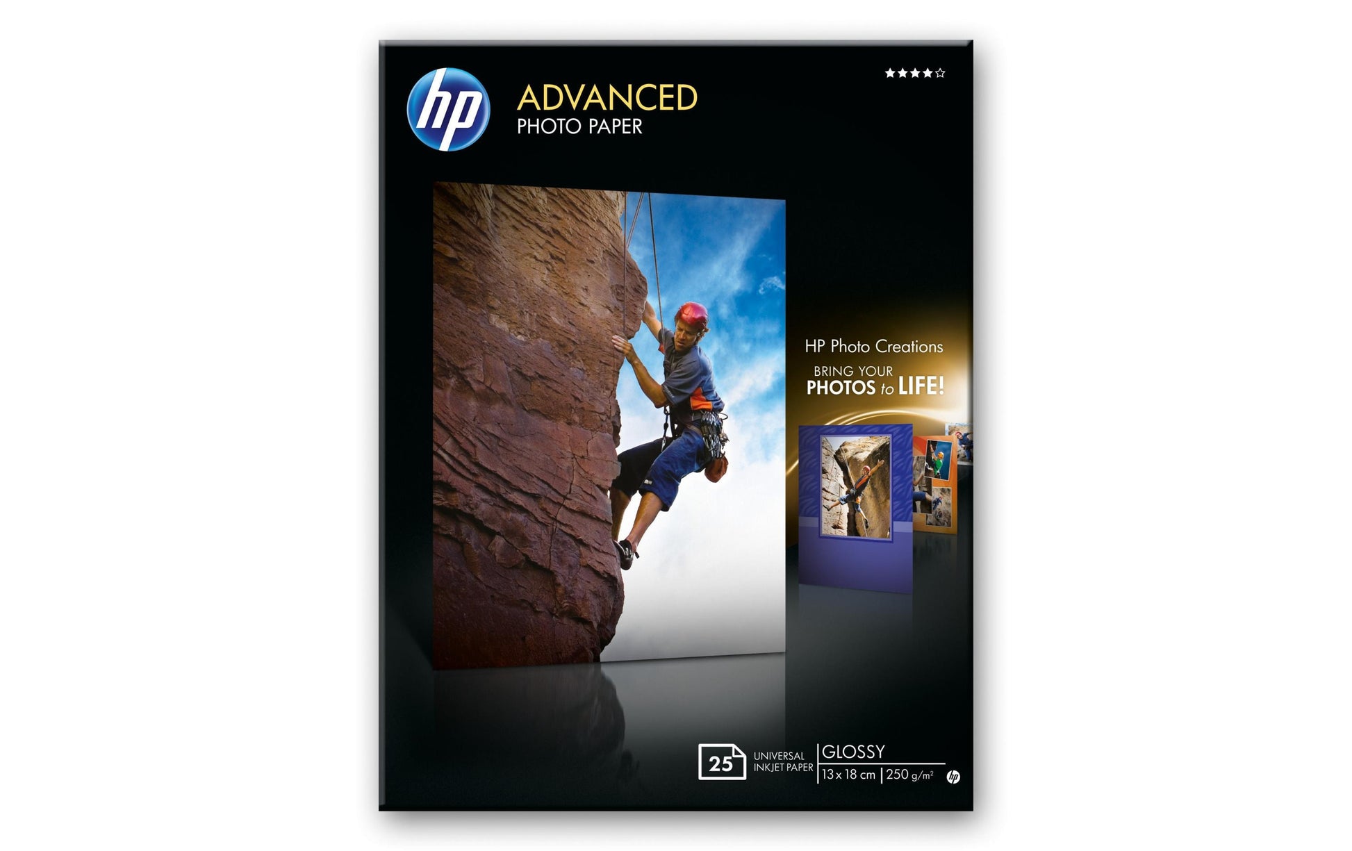 HP Fotopapier – hochglänzend, 130 × 180 mm, 250 g/m², 25 Blatt – für Inkjetdrucker