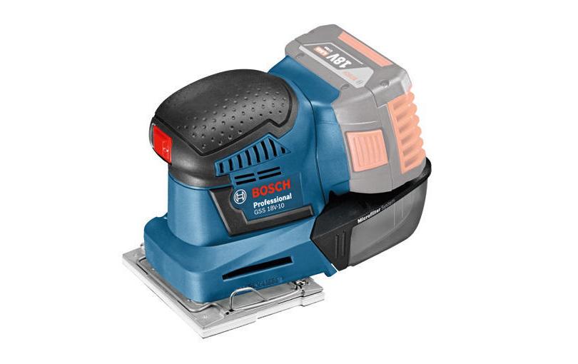 Bosch Professioneller Schwingschleifer GSS 18V-10 – 18 V (AMPShare) – Klettverschluss – 115 × 140 mm – Solo