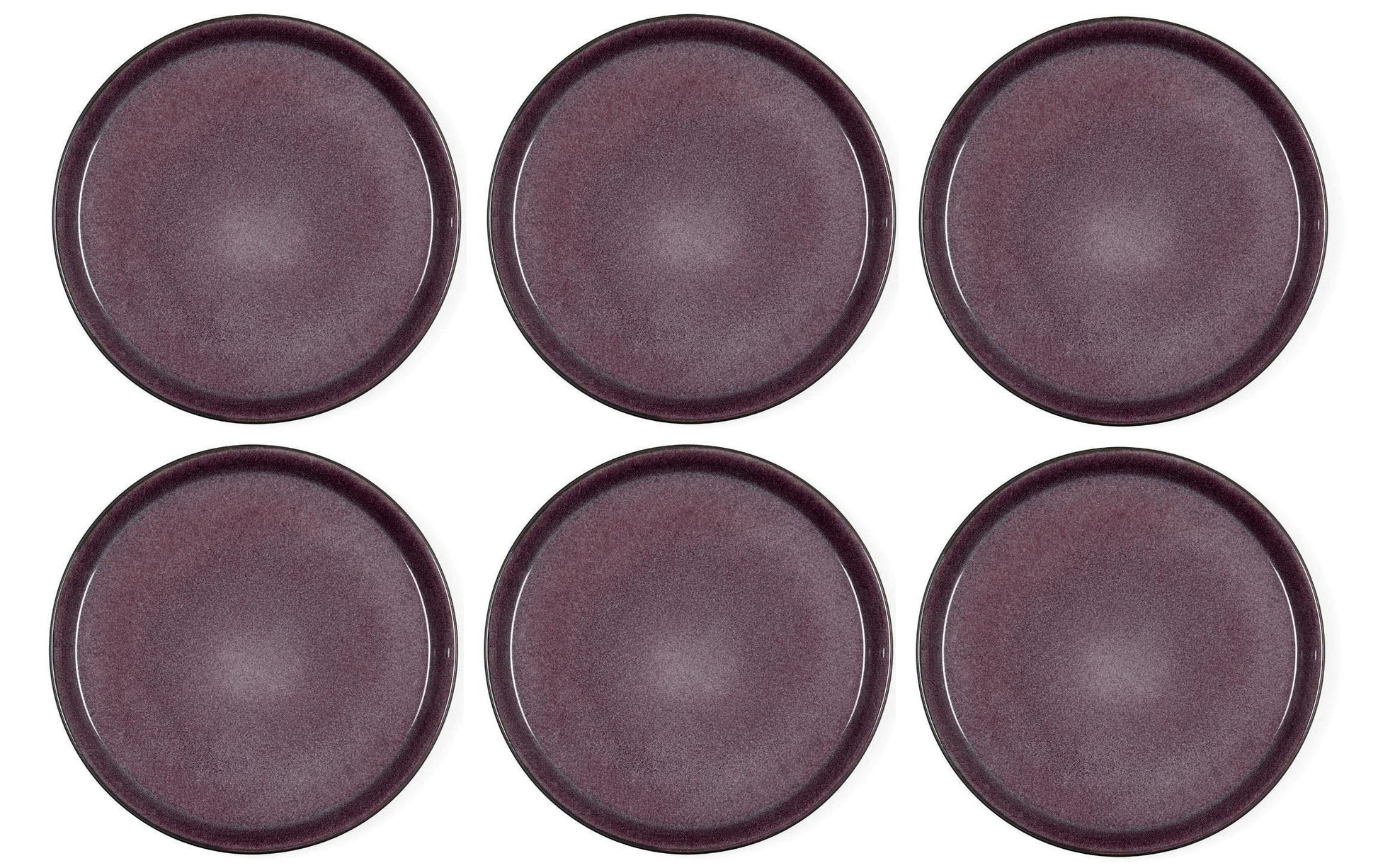 BITZ Speiseteller – 6er Set, Ø 27 cm, Steinzeug, Schwarz/Violett, spülmaschinenfest, mikrowellengeeignet