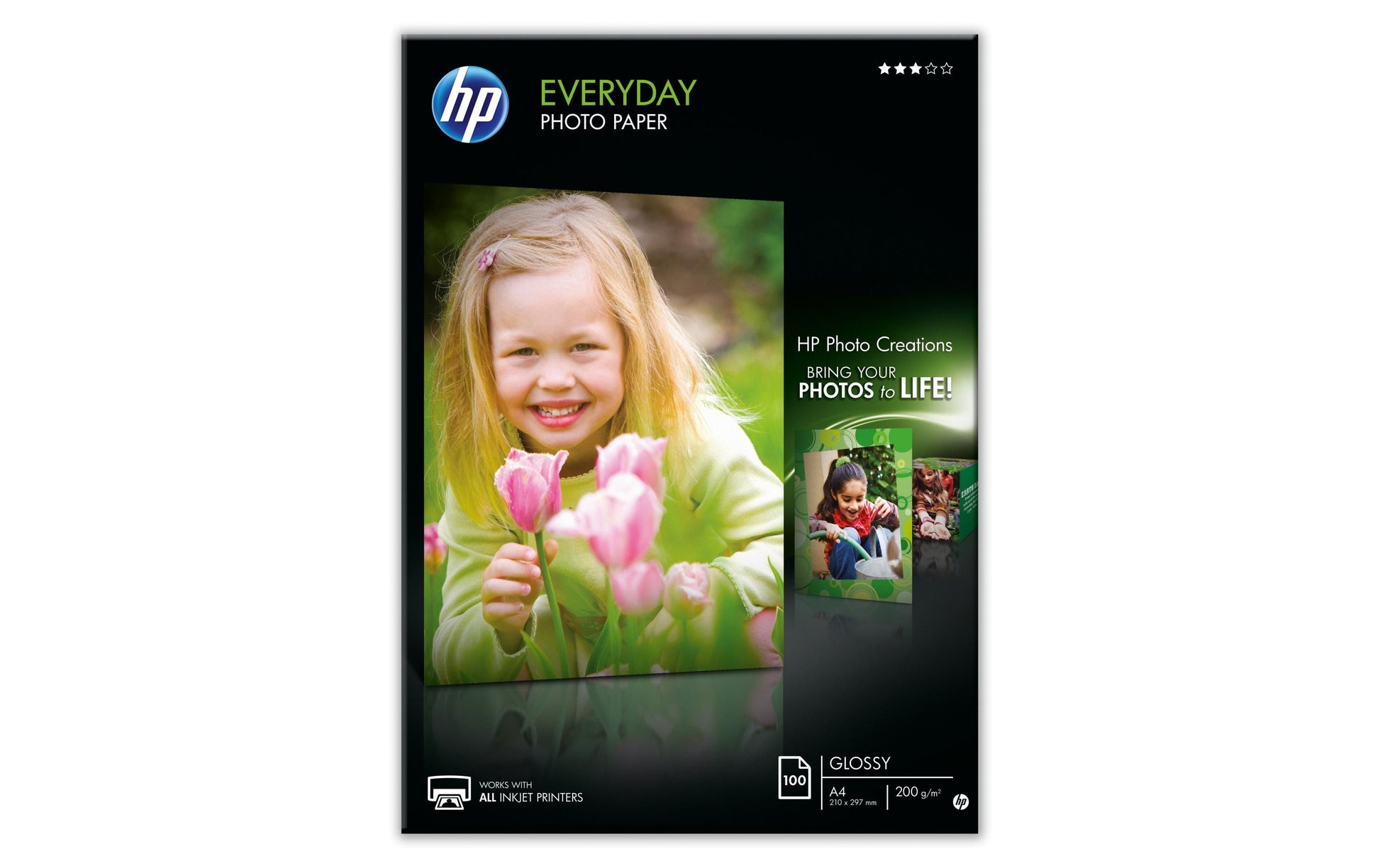 HP Fotopapier – glänzend, A4, 200 g/m², 100 Blatt – für Inkjet-Drucker