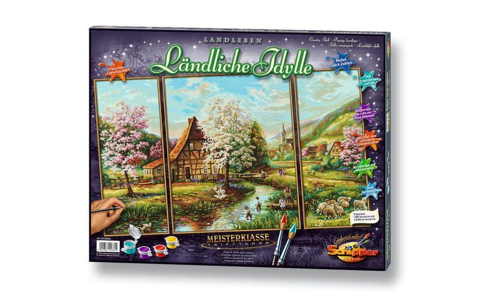 Schipper Malen-nach-Zahlen-Set – Ländliche Idylle – 3-teilig, je 80 × 50 cm – ab 8 Jahren