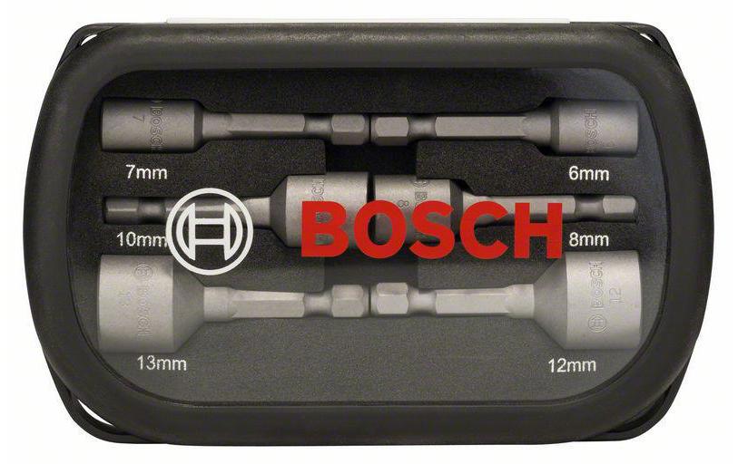 Bosch Steckschlüssel-Set 6/7/8/10/12/13 mm, 50 mm 1/4" Sechskant – 6-tlg. – mit Tasche