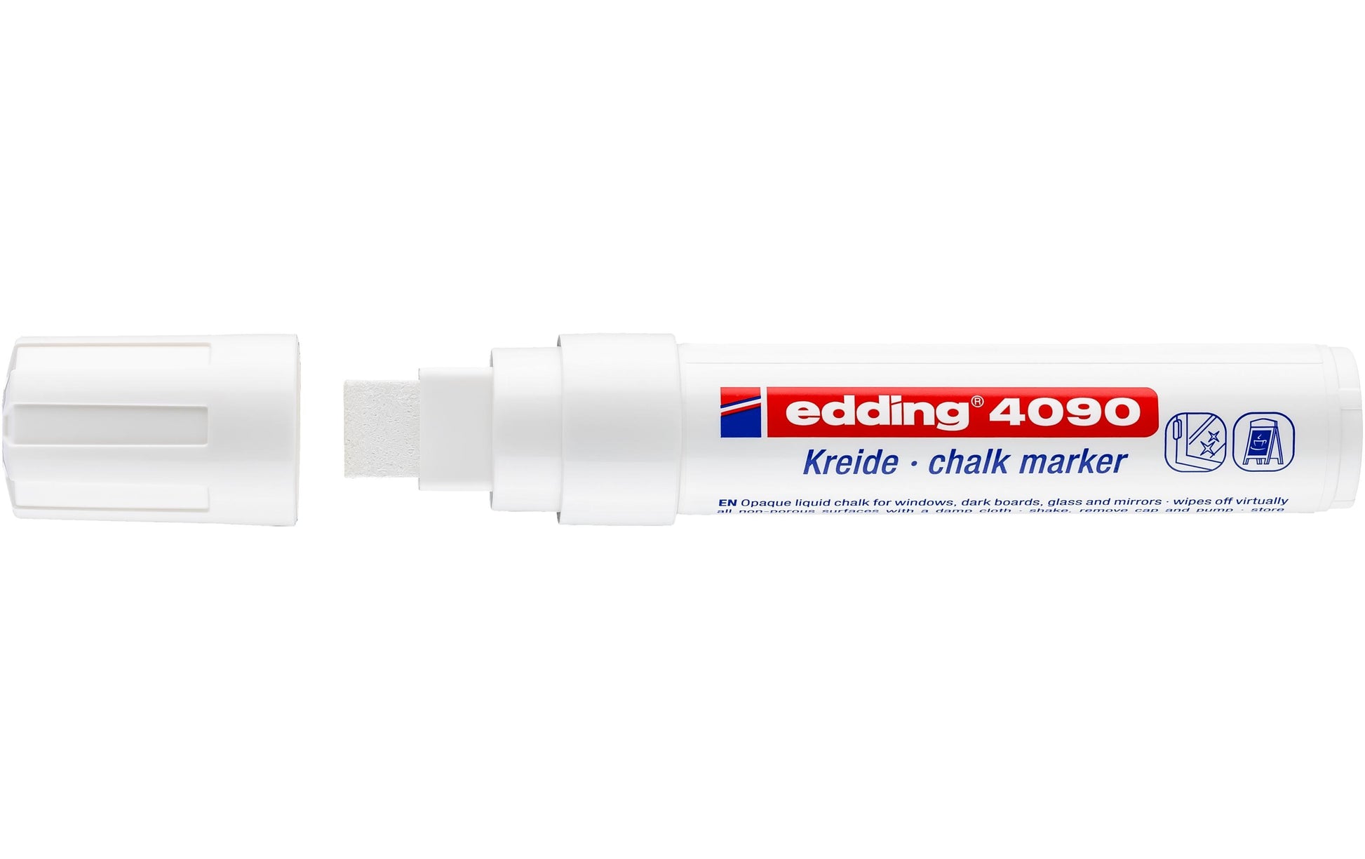 Edding Kreidemarker 4090 – Keilspitze, 4–15 mm – Weiss