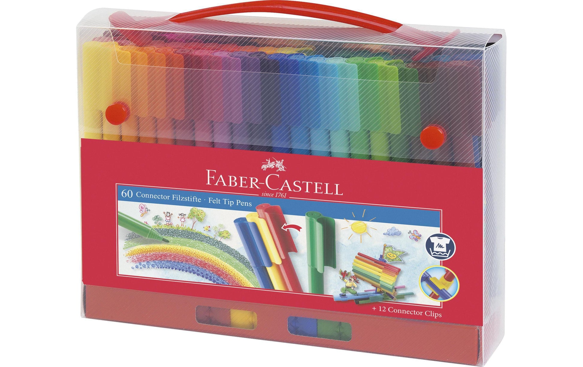 Faber-Castell CONNECTOR PEN Filzstifte – 2,0 mm, wasserbasiert, auswaschbar, 60 Farben