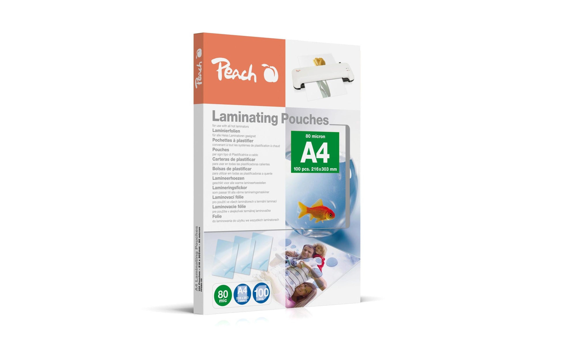Peach Laminierfolien A4, glänzend – 80 µm, 25 Stk.