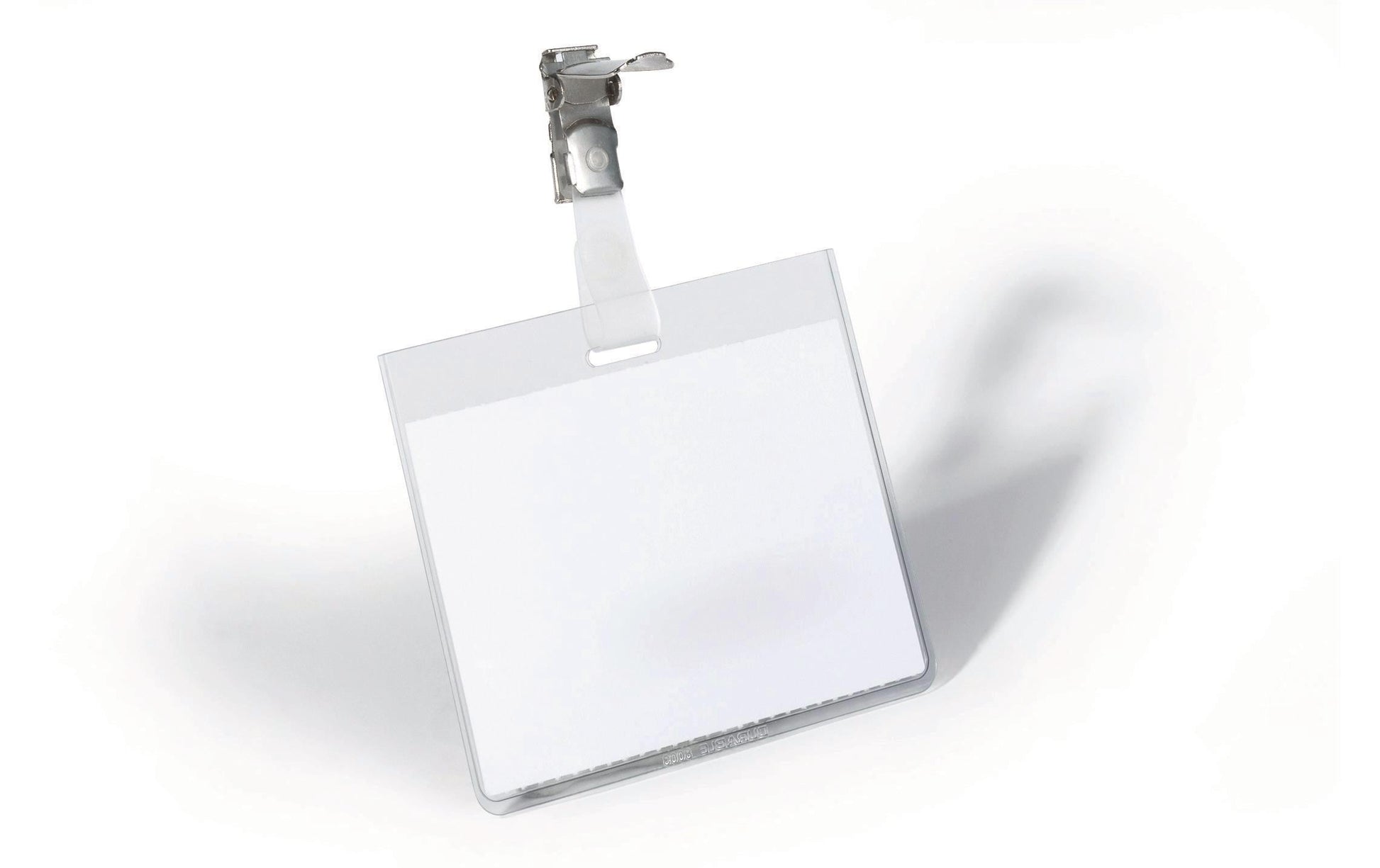 Durable Namensschild – 90 × 60 mm, transparent, Kunststoff, Clip – 25 Stk