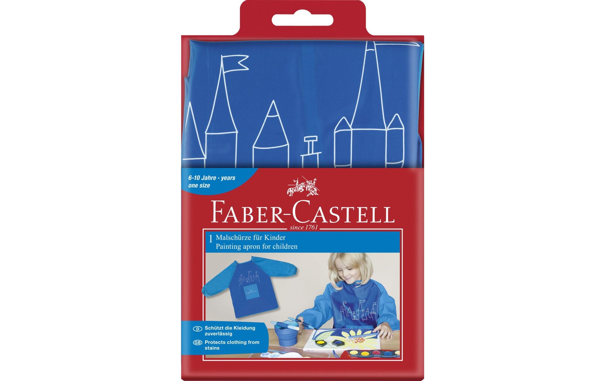 Faber-Castell Malschürze, Einheitsgrösse (ab 6 Jahren), Polyester, Blau, mit Klettverschluss