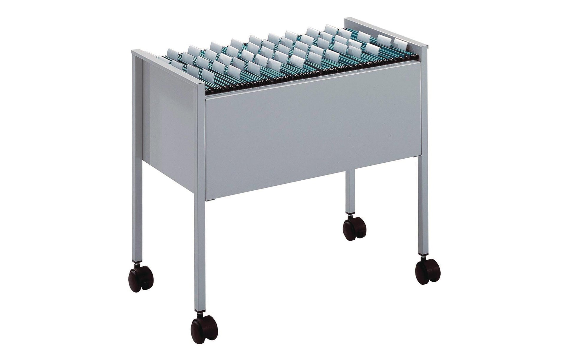 Durable Hängemappenwagen – für 80 Hängemappen A4, mit Rollen (2 feststellbar), 655 × 592 × 368 mm, silber, Sta