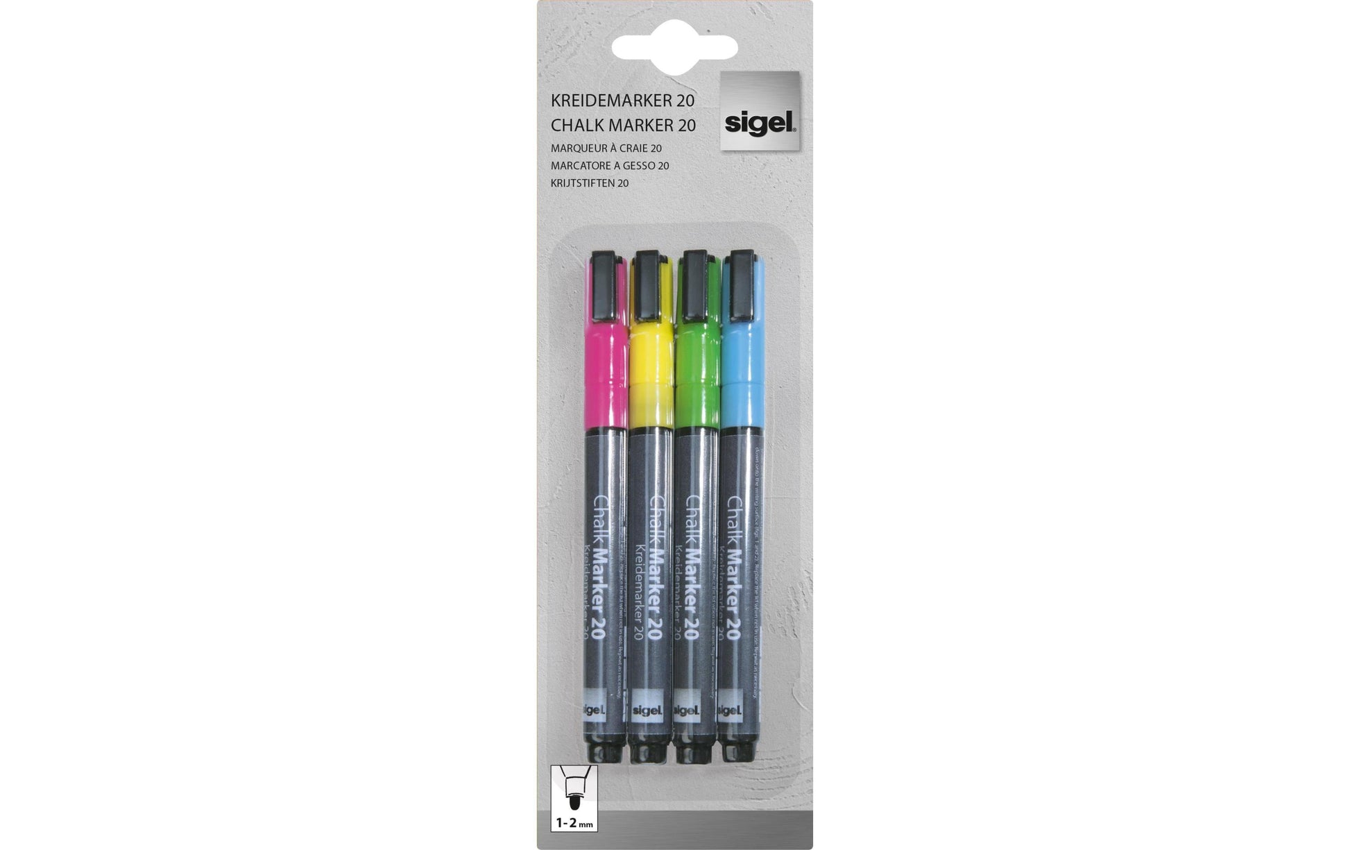 Sigel Kreidemarker BA179 – Rund, 1–2 mm – 4er-Set, Farben sortiert (blau, grün, pink, …)