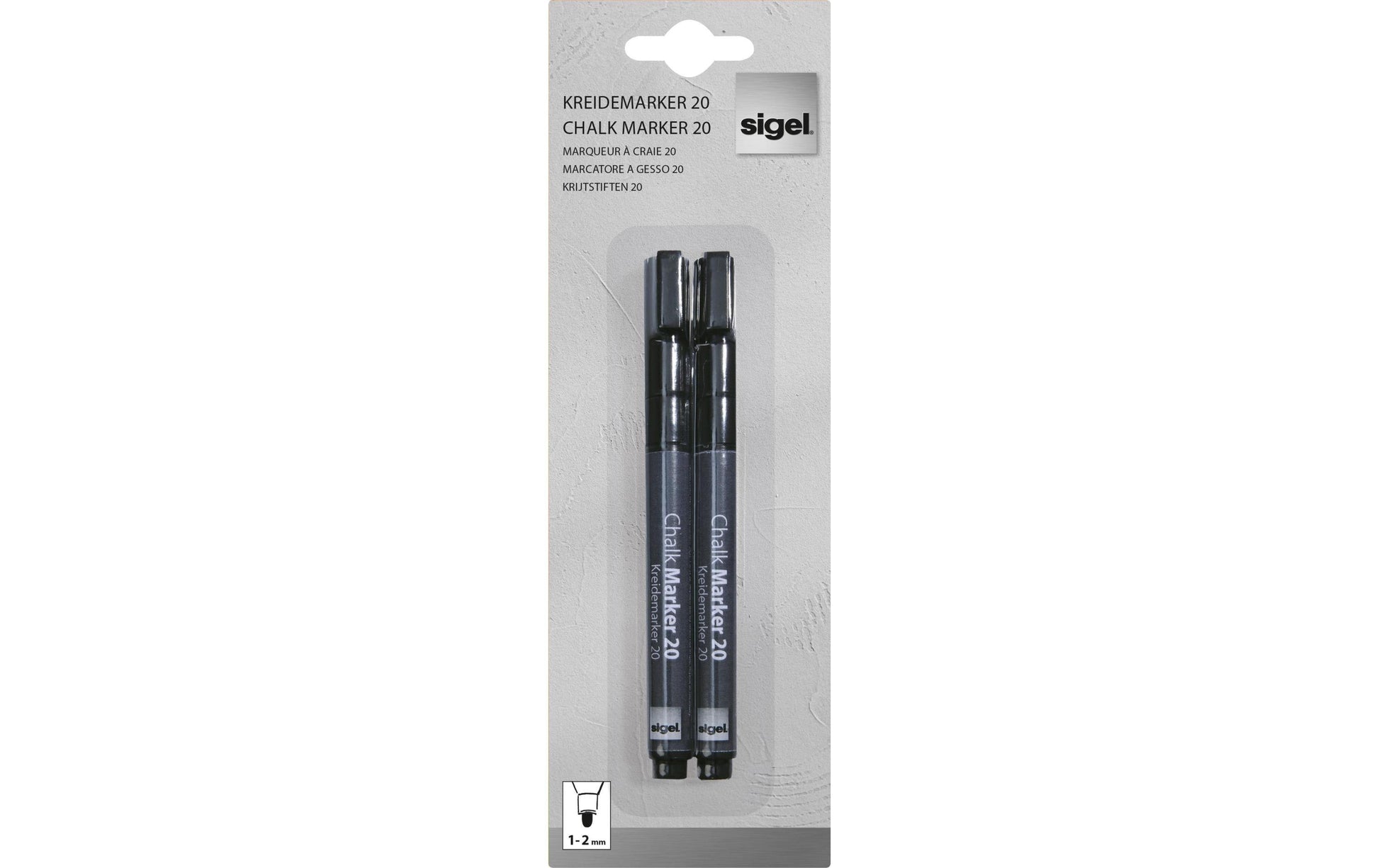 Sigel BA177 Kreidemarker – Rund 1–2 mm – 2er-Set, Schwarz