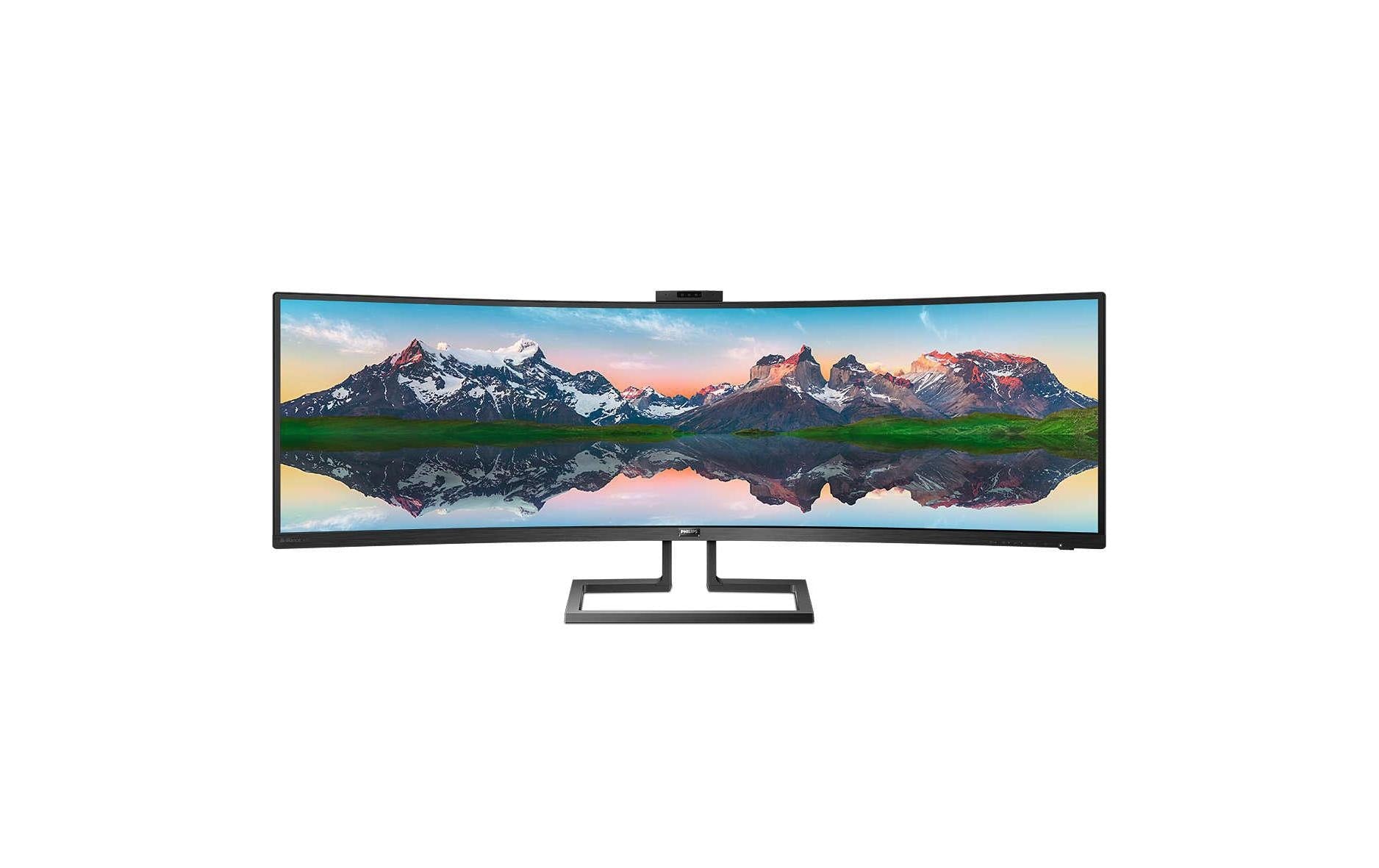 Philips 499P9H/00 – Monitor, 48,8", VA, 60 Hz, 450 cd/m², Webcam, USB-C, KVM, VESA 100 × 100, Schwarz