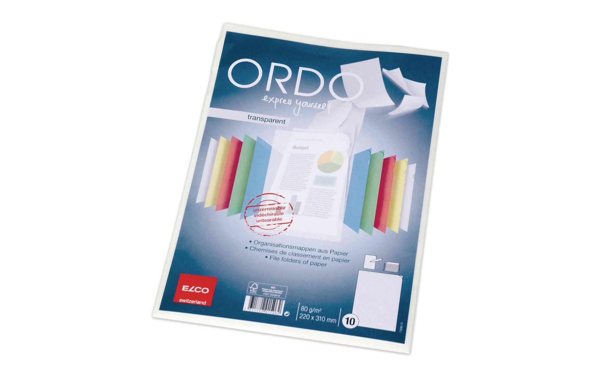 Elco Ordo Sichtmappe A4 – weiss, Papier, 10er-Pack