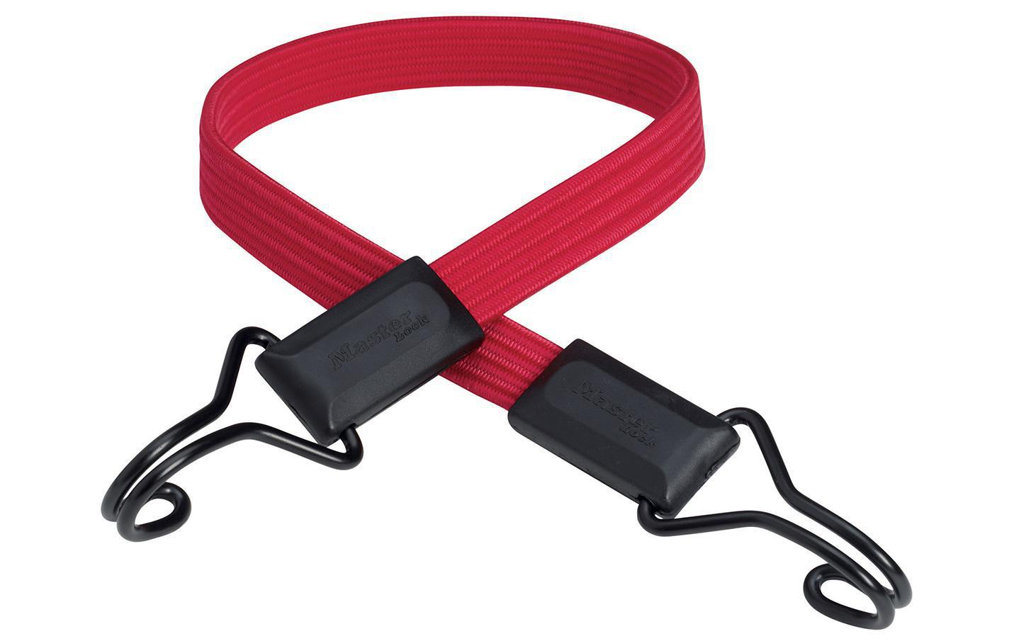 MASTER LOCK Masterlock – Gummi-Spannseil 600 × 18 mm, Gummi, Rot, Flach mit Doppelhaken, Zurrkraft 40 kg