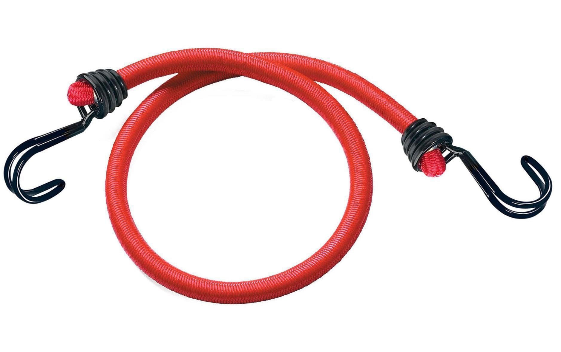 MASTER LOCK Masterlock – Gummi-Spannseil, 0,6 m, Ø 8 mm, Zurrkraft 40 kg, 2 Stk., Rot, umgekehrte Doppelhaken – für Auto
