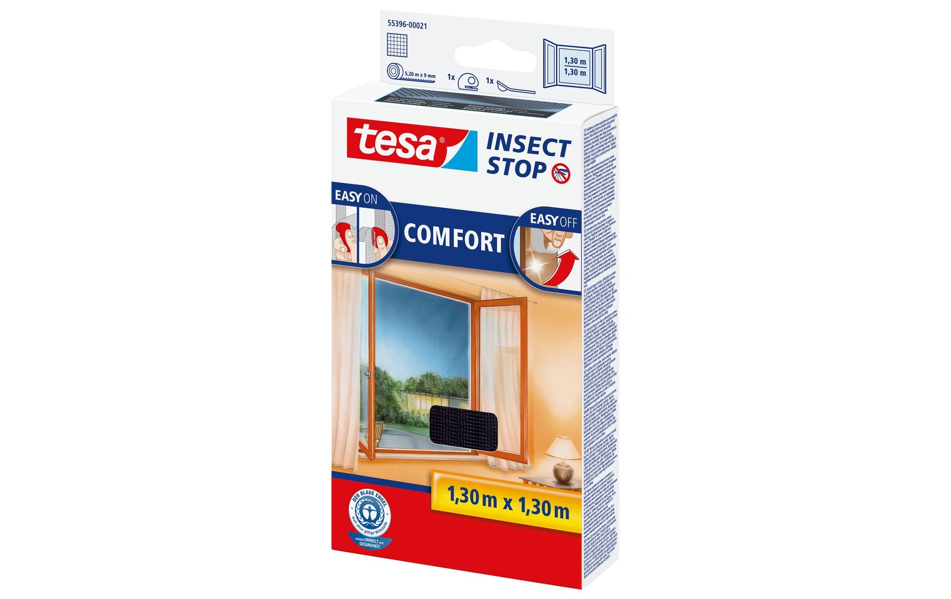 tesa Fliegengitter – für Fenster – 130 × 130 cm – Anthrazit
