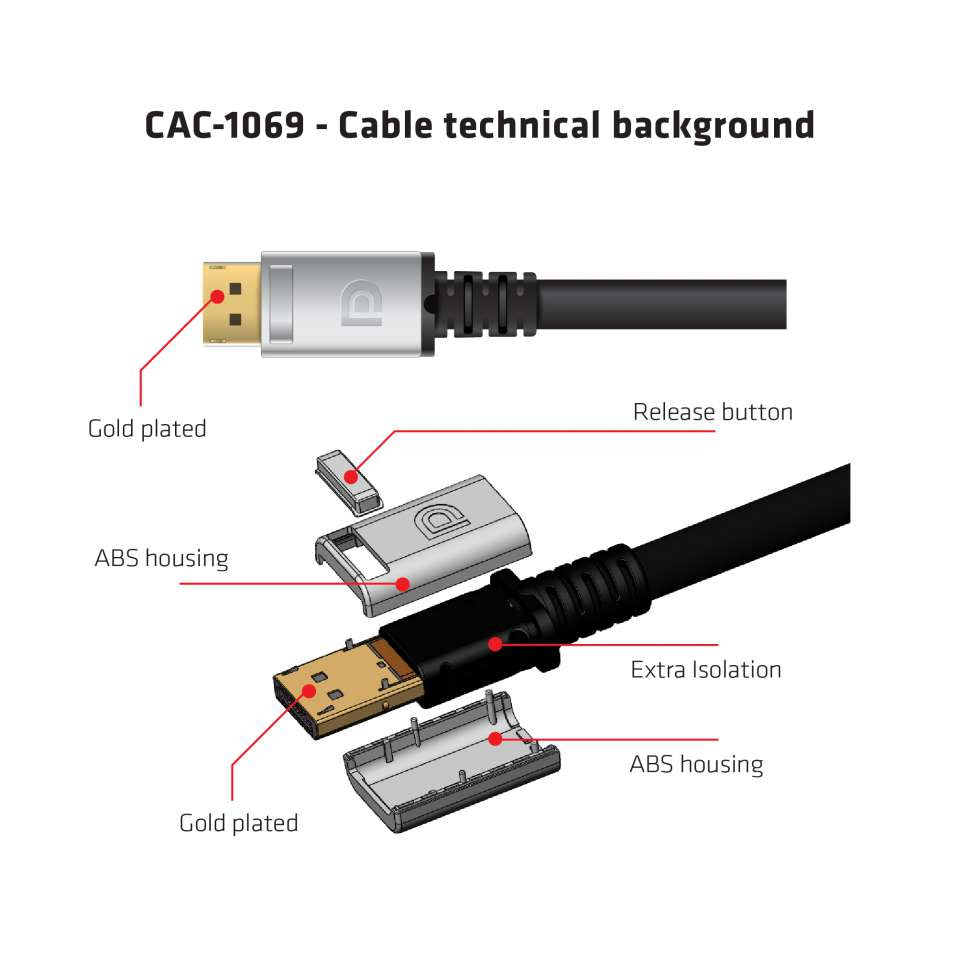 CLUB3D Club 3D DisplayPort Kabel DP 1.4 8K 60 Hz – 4 m – verriegelbar – Schwarz/Silber