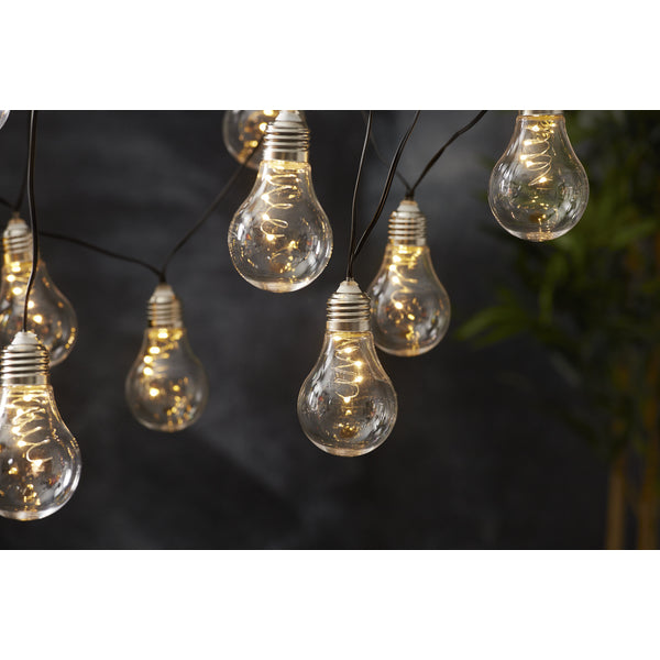 Star Trading Lichterkette – Warmweiss, 2700 K, IP44, Batteriebetrieb, Dämmerungsautomatik, Transparent, PVC