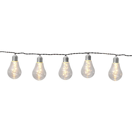 Star Trading Lichterkette – Warmweiss, 2700 K, IP44, Batteriebetrieb, Dämmerungsautomatik, Transparent, PVC