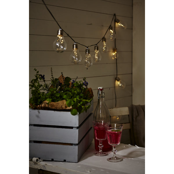 Star Trading Lichterkette – Warmweiss, 2700 K, IP44, Batteriebetrieb, Dämmerungsautomatik, Transparent, PVC