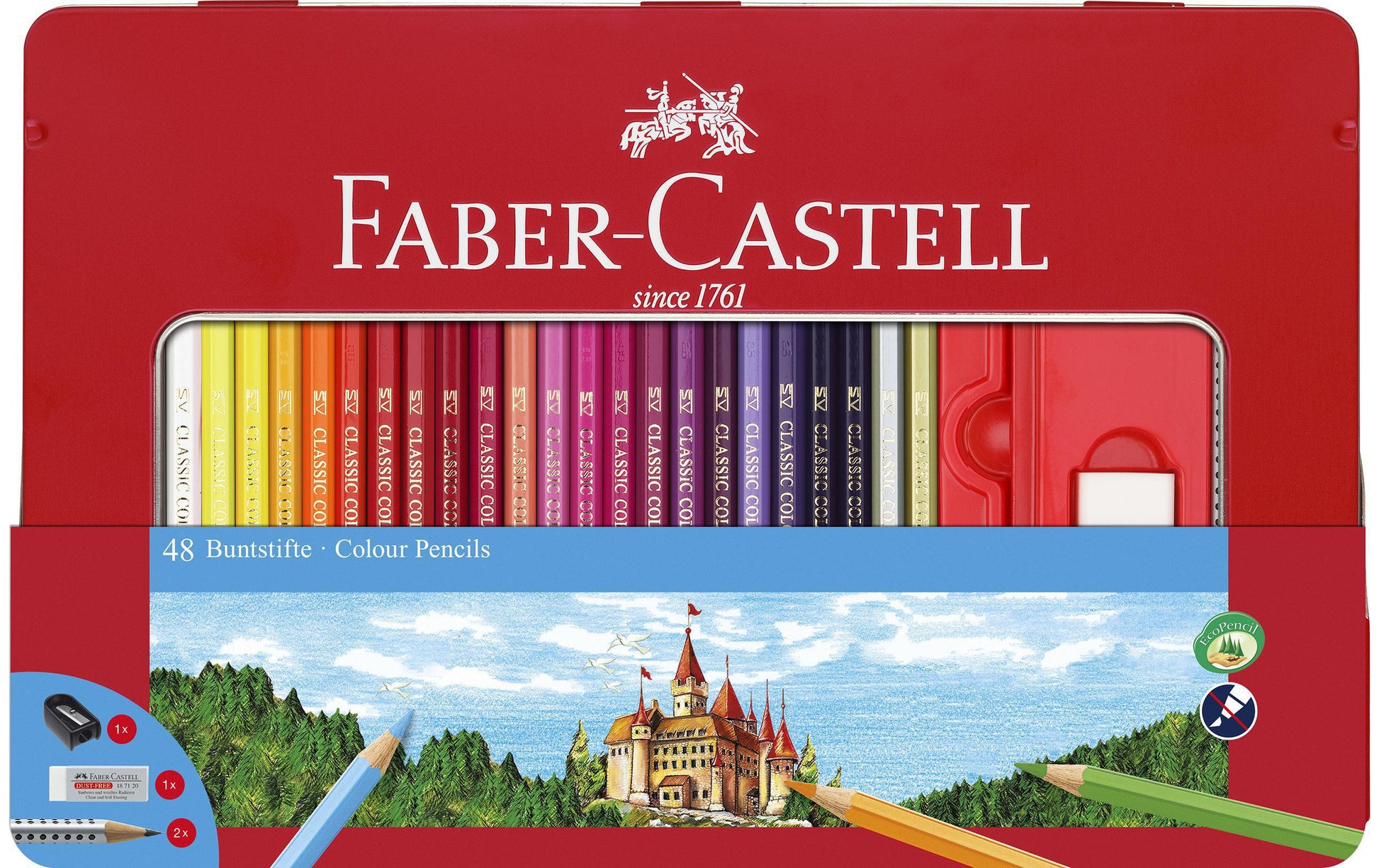 Faber-Castell Buntstifte Classic Colour – Sechskant, in Kartonetui, mit Spitzer