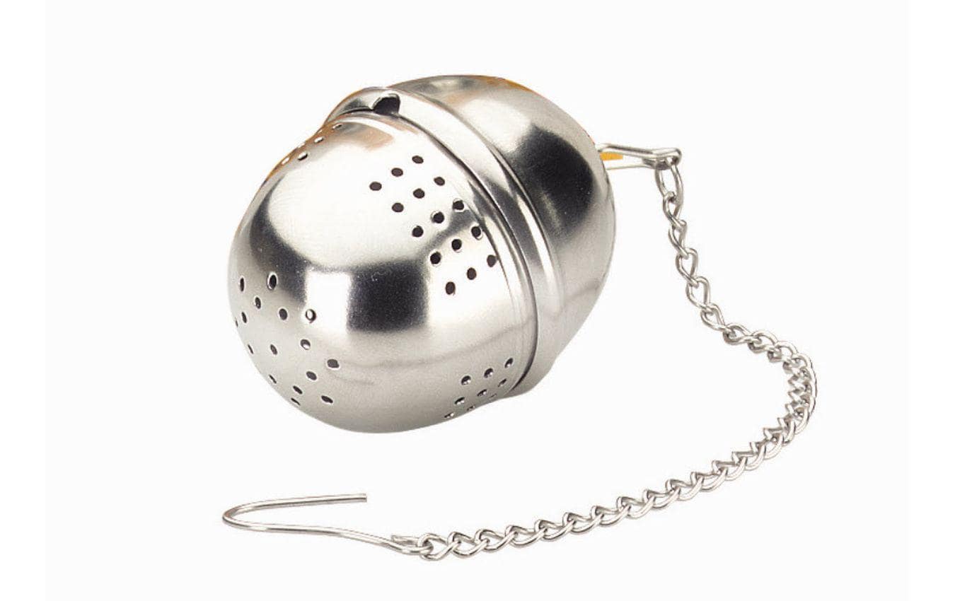Ibili Teesieb oval, Edelstahl, spülmaschinenfest, mit Einhängekette