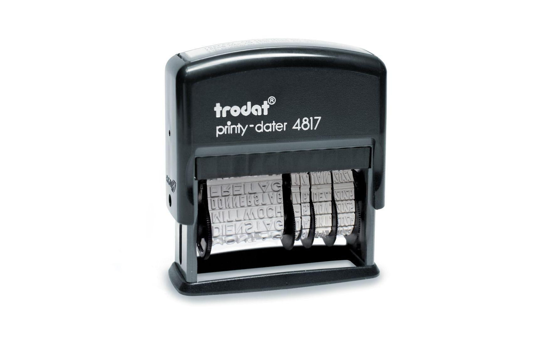 Trodat Motivstempel printy-dater – 12er-Set, Deutsch, austauschbares Kissen