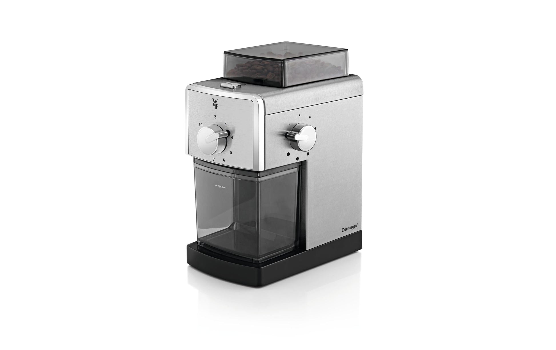 WMF Kaffeemühle STELIO – Scheibenmahlwerk, 17 Stufen, 180 g, 110 W, Silber