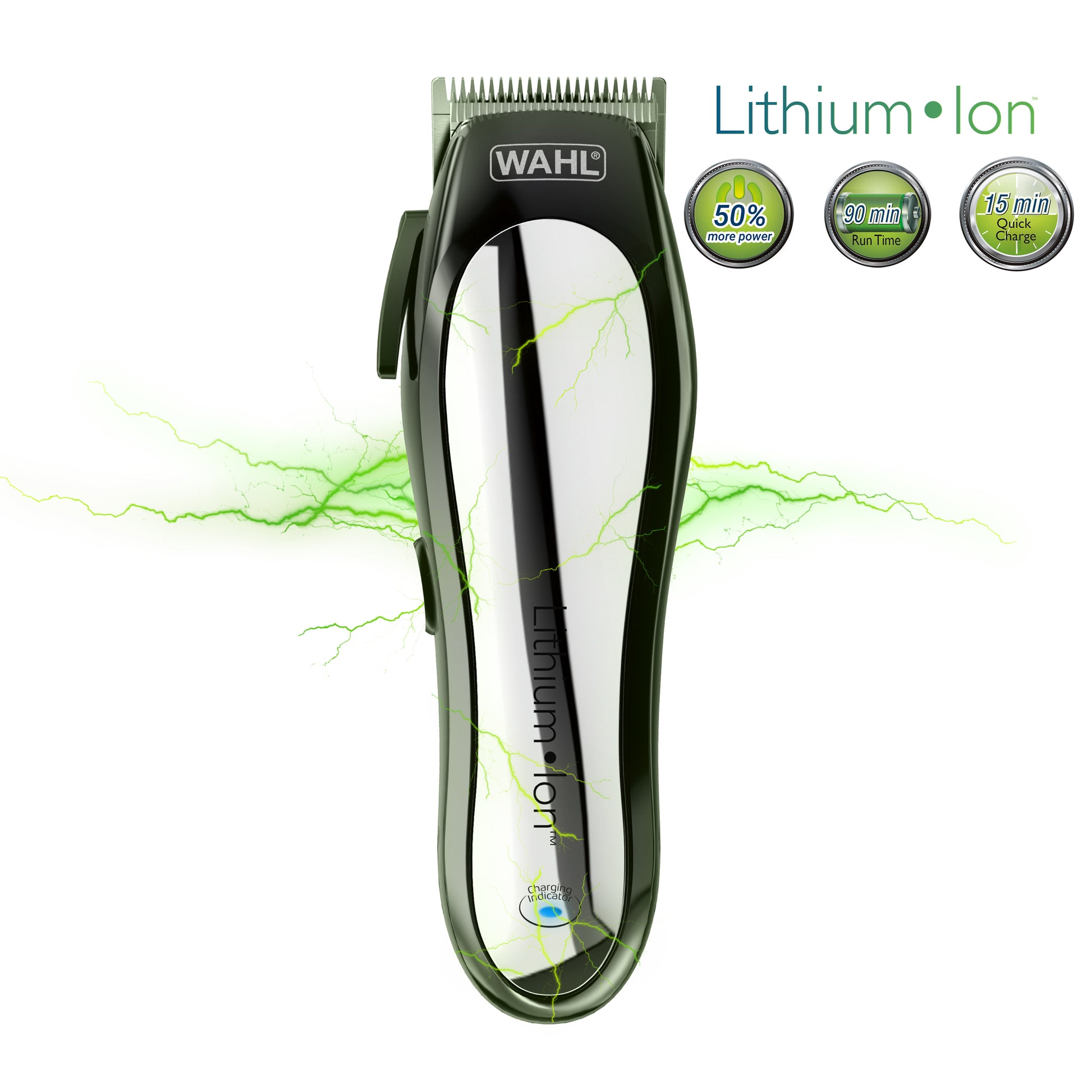 Wahl Haarschneider – Li‑Ion, 90 min Akku, 1–25 mm, 8 Kämme, schwarz/silber