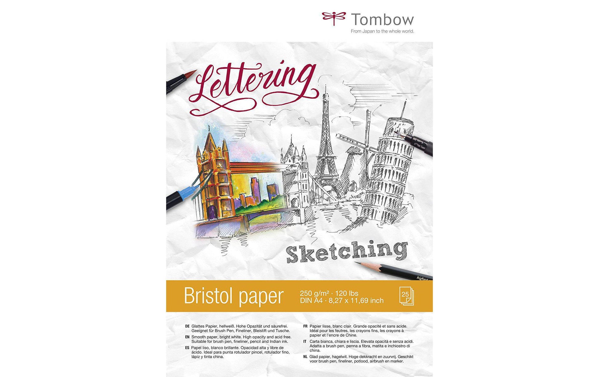 Tombow Bristolpapier zum Zeichnen, Papier, 20 × 29,7 cm, Hellweiss