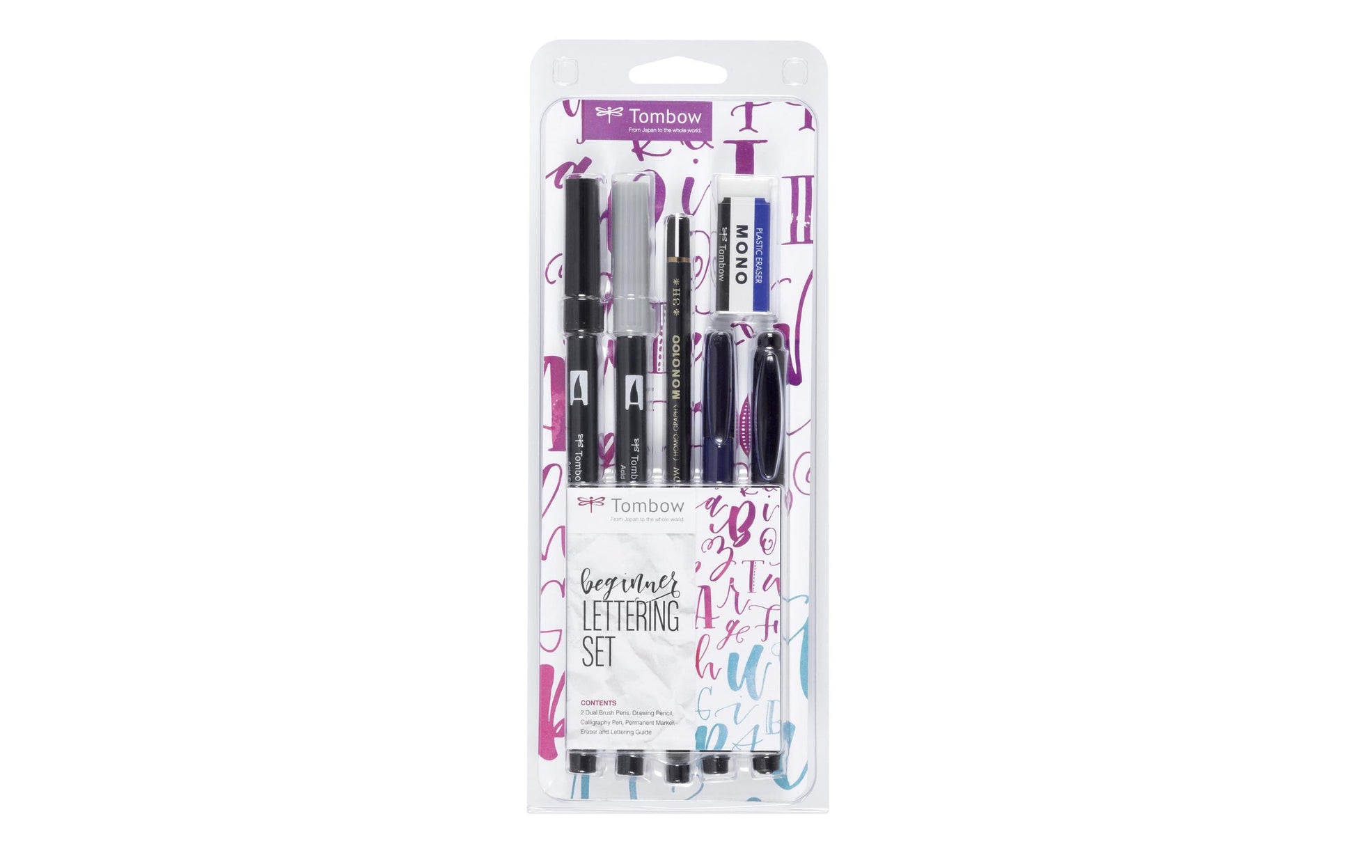 Tombow Handlettering-Set – 2 ABT Dual Brush Pens, Fudenosuke, Mono Twin, Bleistift 3H, Radierer
