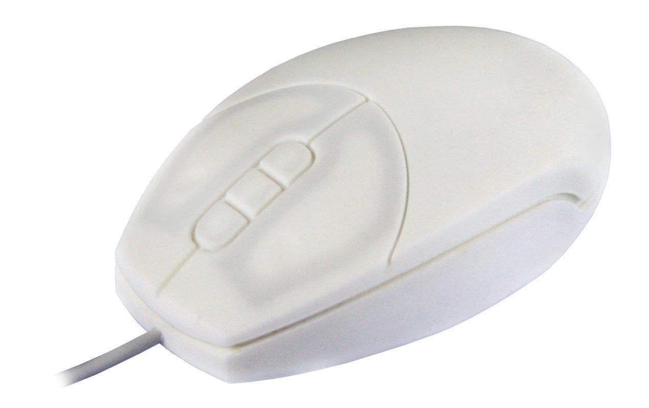 Active Key AK-PMT1 Hygiene-Maus – kabelgebunden, 2 Tasten, beidhändig, abwaschbar/desinfizierbar, IP68, weiss
