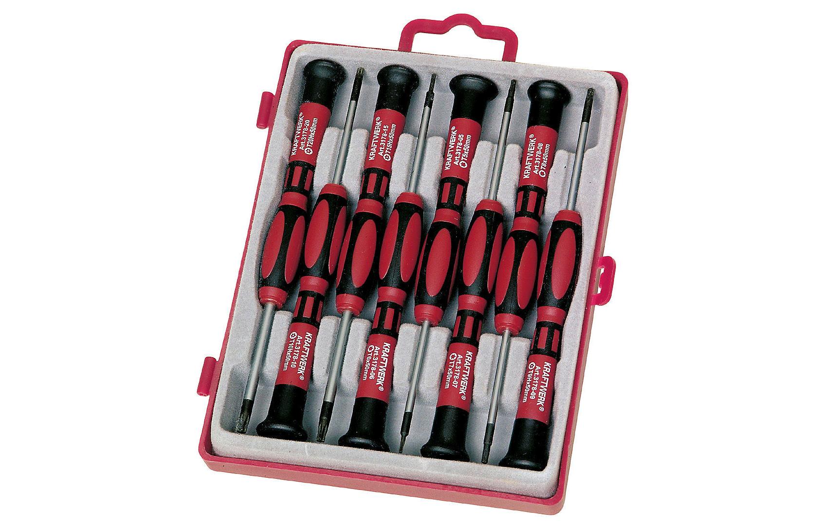 Kraftwerk – Präzisions-Schraubenzieher-Set TX, 8-teilig, Etui – 3178