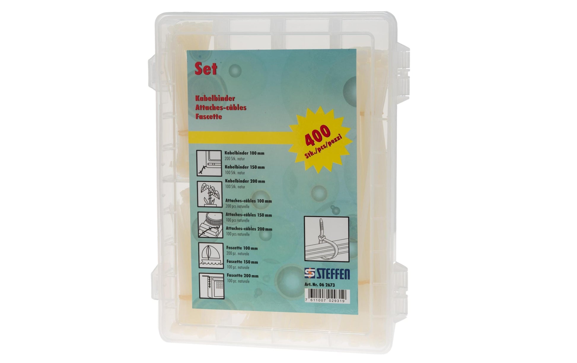 Steffen Kabelbinder 200×2,5 mm, Nylon, Set – Transparent