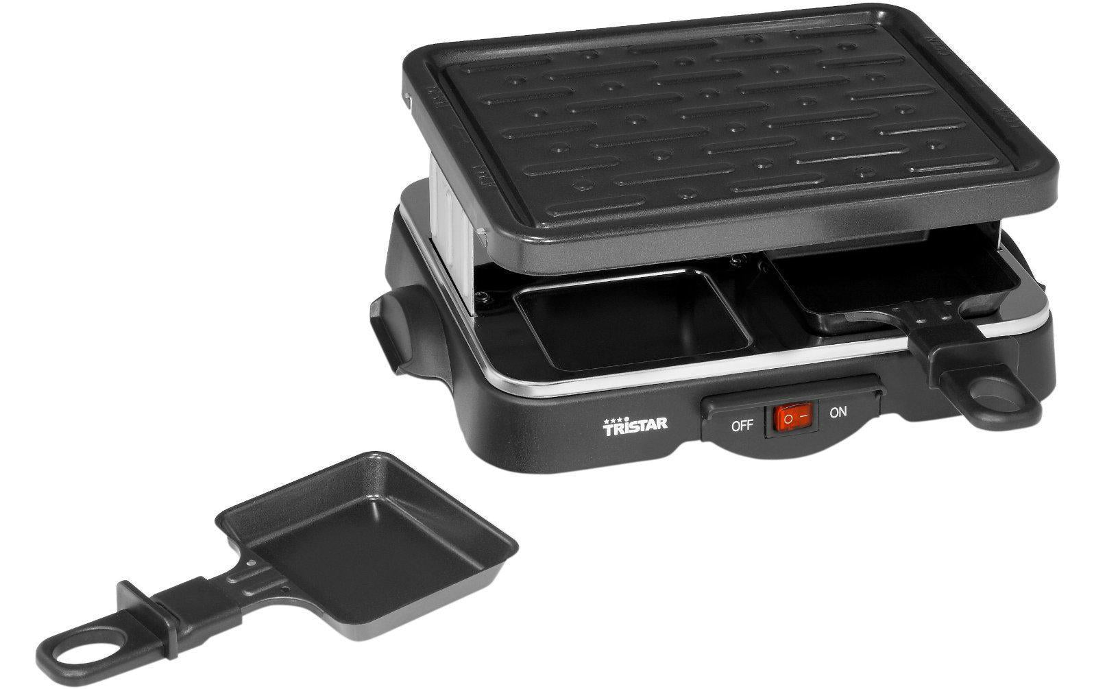 Tristar Raclette-Grill RA-2949 – 4 Personen, 4 Pfännchen, Aluguss-Grillplatte, 500 W – Schwarz