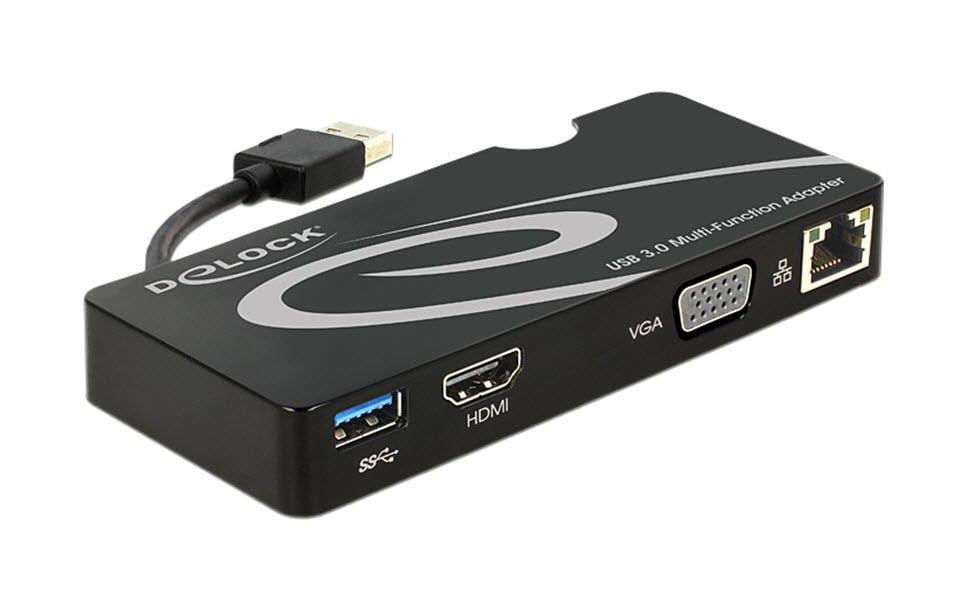 DeLOCK 62461 Dockingstation – USB-A, 1× HDMI, 1× VGA, GbE