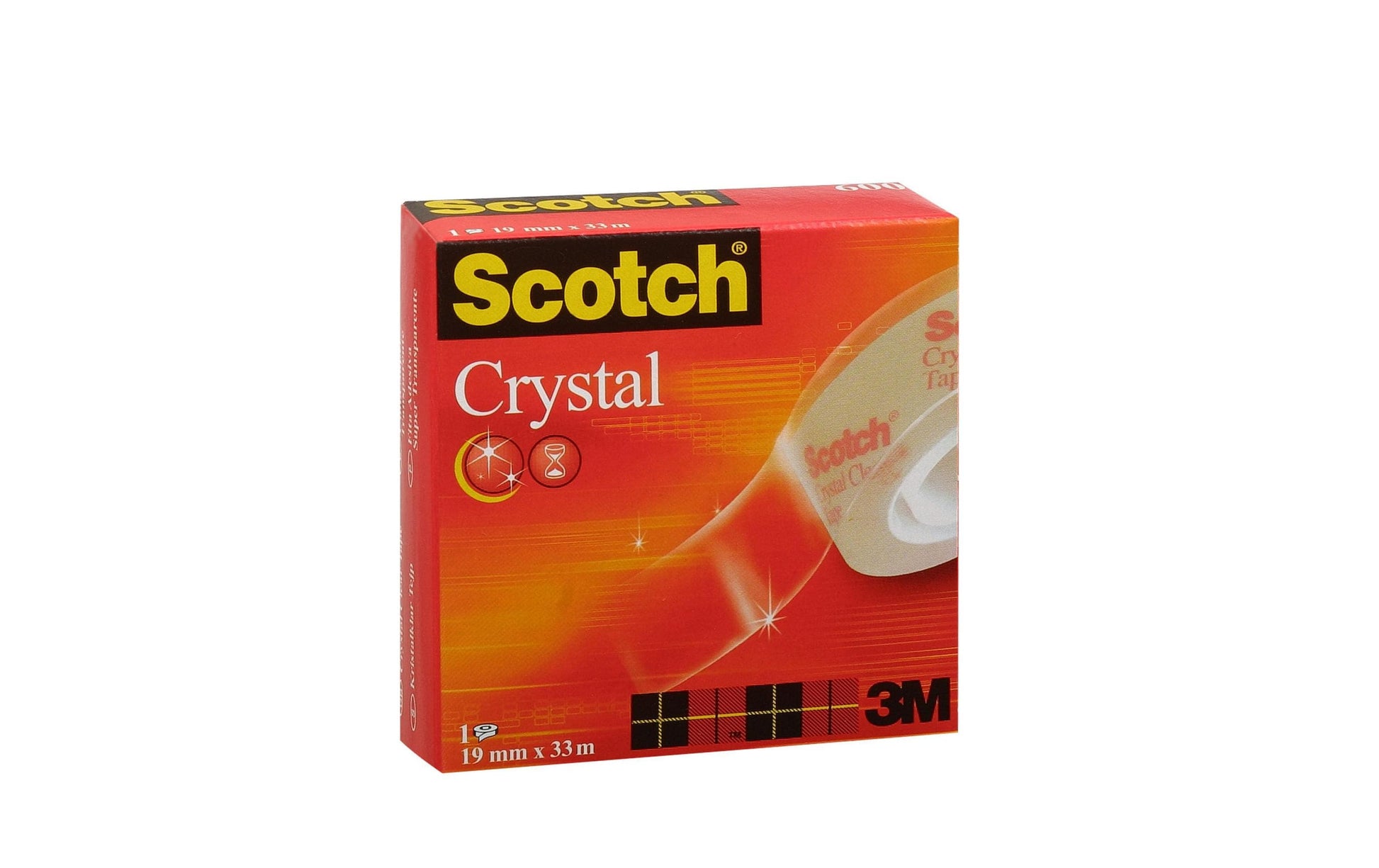 Scotch Büro-Klebeband Crystal – permanent, Kunststoff, 19 mm × 33 m, Kern Ø 25 mm