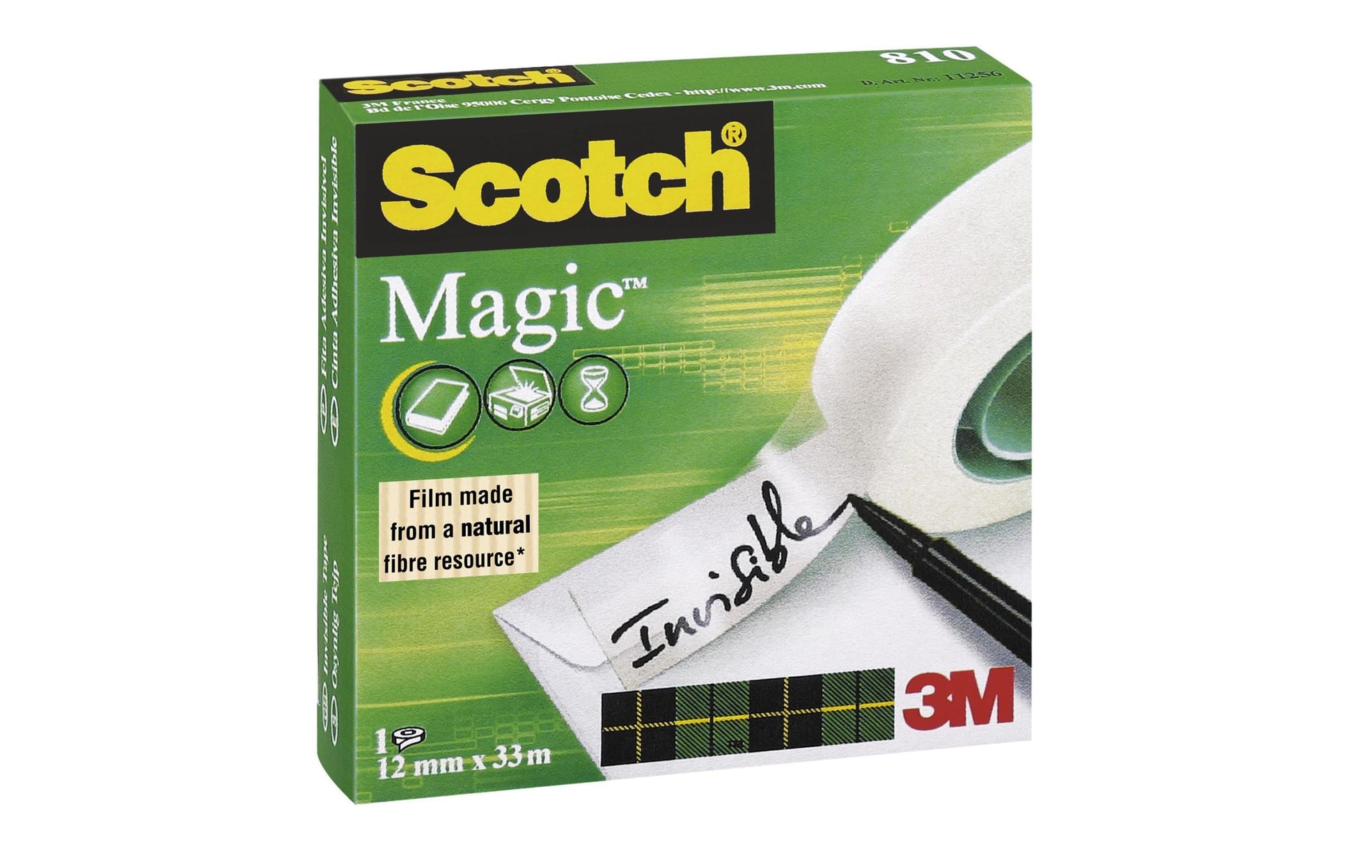 3M Scotch Klebeband Magic 810 – matt, beschriftbar, Zelluloseazetat, 12 mm × 33 m, transparent